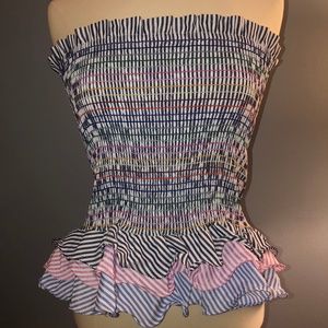 Women's Striped Pleated Tube Top